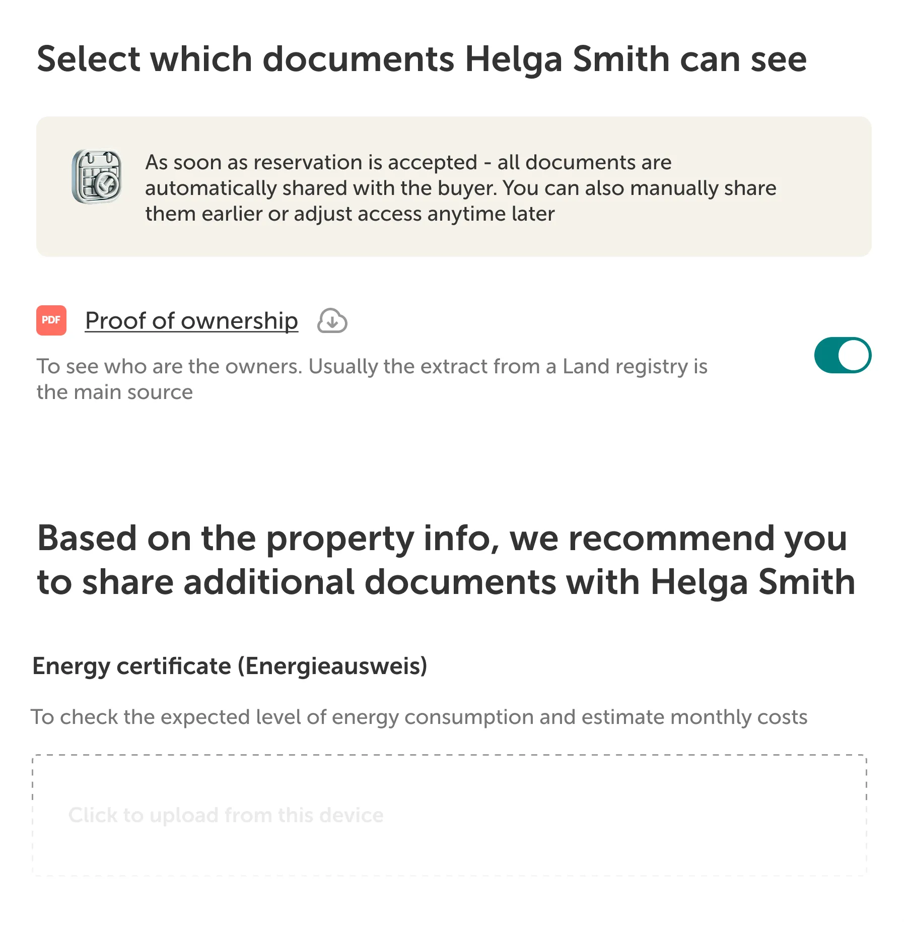 Rent documents exchange preview